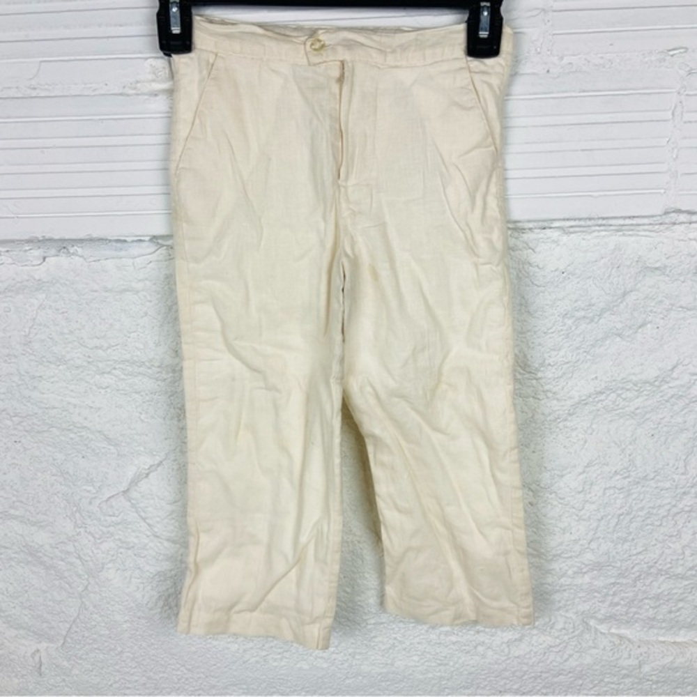 OLIVE JUICE cream lightweight linen cotton beach kids pants size girls 3
